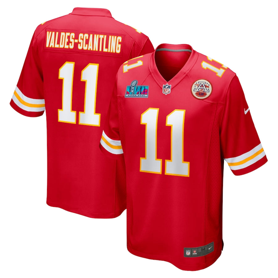 Men’s Kansas City Chiefs Marquez Valdes-Scantling #11 Red Super Bowl LVII Patch Jersey