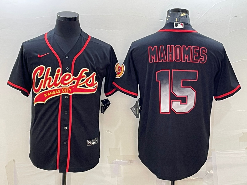 Men’s Kansas City Chiefs Patrick Mahomes #15 Black Jersey Joint Edition