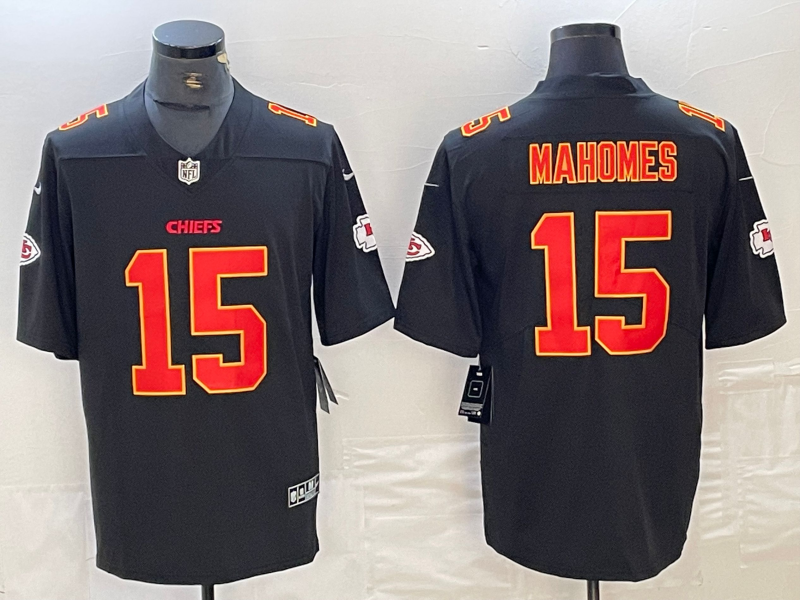 Men’s Kansas City Chiefs Patrick Mahomes #15 Black Jersey