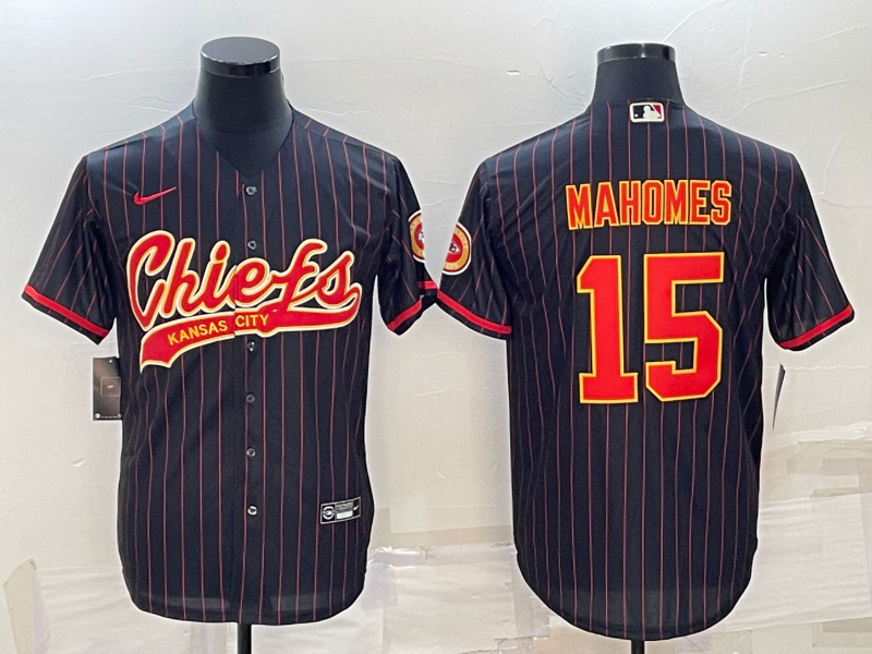 Men’s Kansas City Chiefs Patrick Mahomes #15 Black Team Jersey Joint Edition