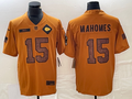 Men’s Kansas City Chiefs Patrick Mahomes #15 Brown 2023 Salute To Service Retired Limited Jersey