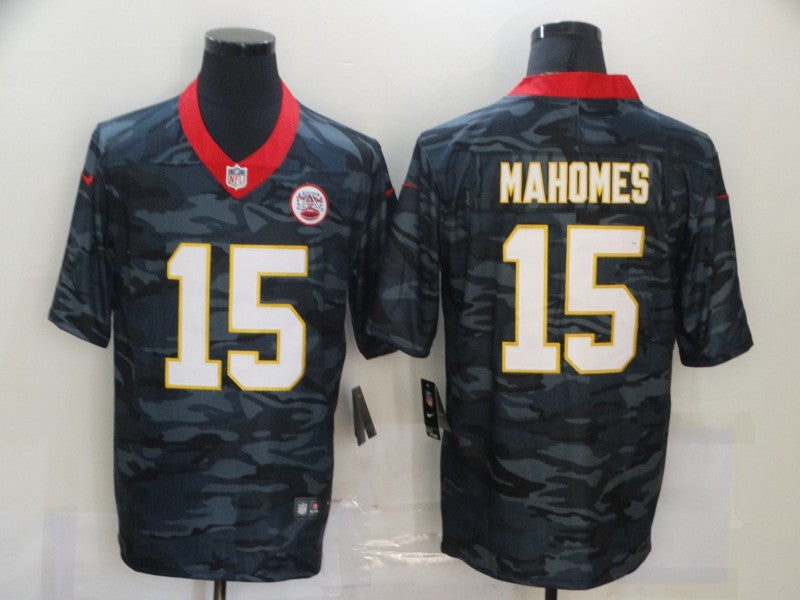 Men’s Kansas City Chiefs Patrick Mahomes #15 Gray Camouflage Jersey