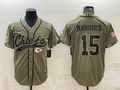 Men’s Kansas City Chiefs Patrick Mahomes #15 Olive 2022 Salute To Service Limited Jersey Joint Edition