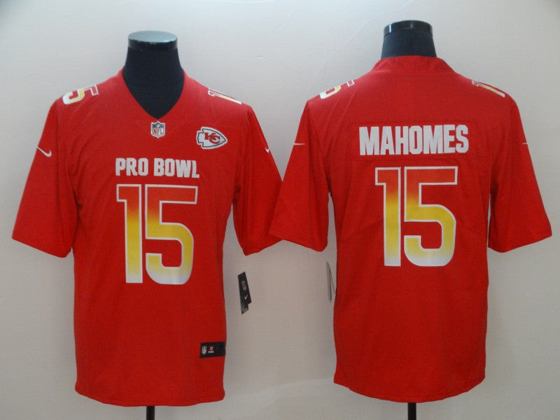 Men’s Kansas City Chiefs Patrick Mahomes #15 Red All Star Jersey