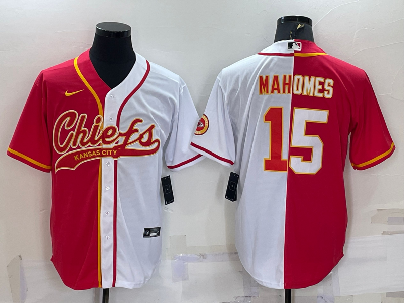Men’s Kansas City Chiefs Patrick Mahomes #15 Red/White Jersey Joint Edition