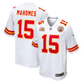 Men’s Kansas City Chiefs Patrick Mahomes #15 White Super Bowl LIX Jersey