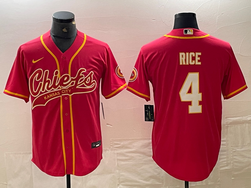 Men’s Kansas City Chiefs Rashee Rice #4 Red Jersey Joint Edition