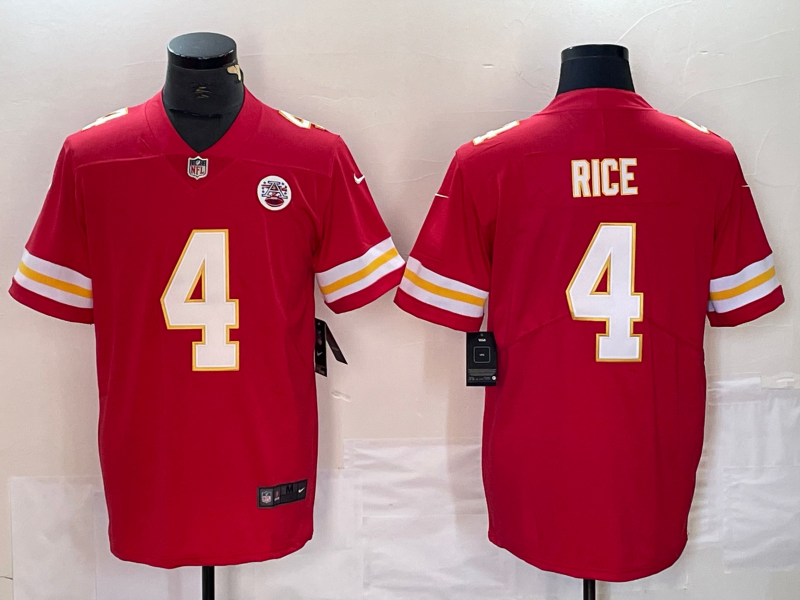 Men’s Kansas City Chiefs Rashee Rice #4 Red Jersey