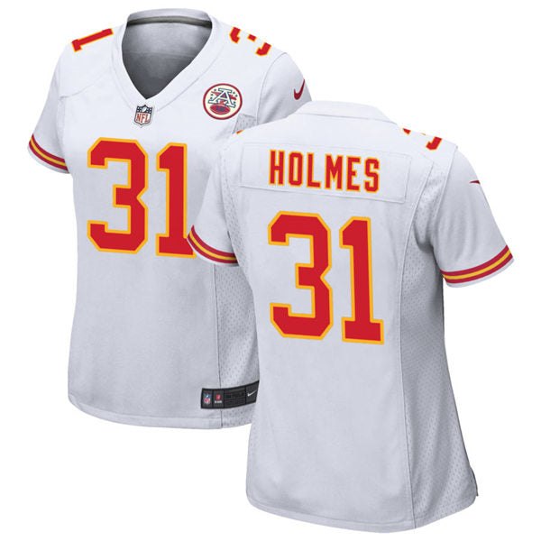 Men’s Kansas City Chiefs Retired Player #31 Priest Holmes Nike White Game Player Football Jersey
