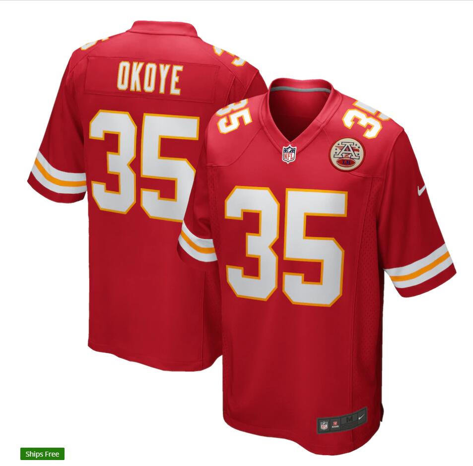 Men’s Kansas City Chiefs Retired Player #35 Christian Okoye Nike Red Vapor Untouchable Limited Jersey