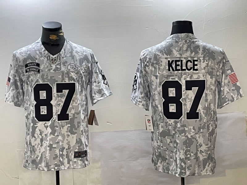 Men’s Kansas City Chiefs Travis Kelce #87 Arctic Camo 2024 Salute to Service Limited Jersey