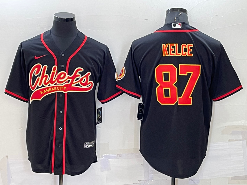 Men’s Kansas City Chiefs Travis Kelce #87 Black Jersey Joint Edition