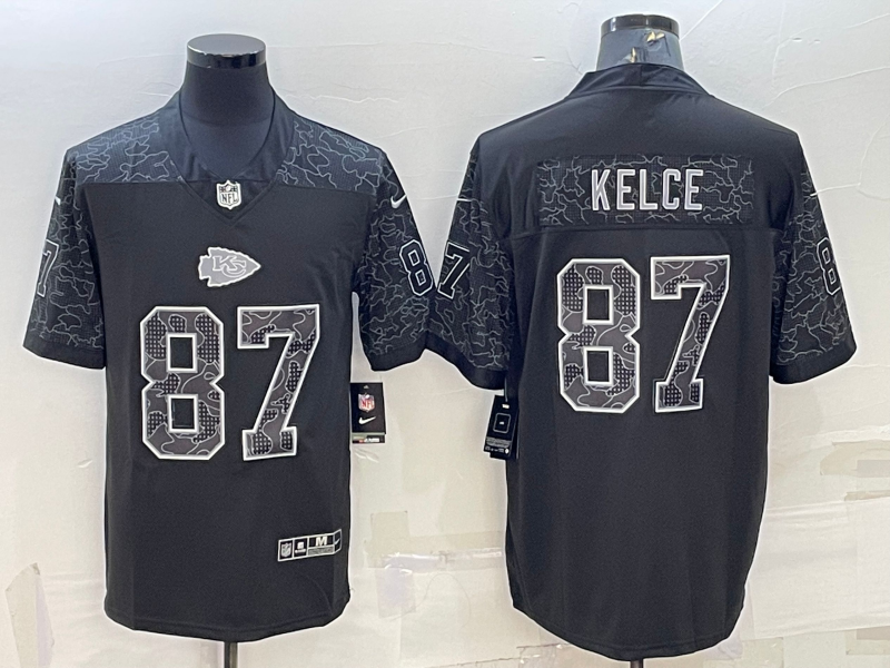 Men’s Kansas City Chiefs Travis Kelce #87 Black RFLCTV Limited Jersey