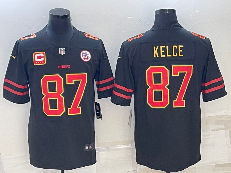 Men’s Kansas City Chiefs Travis Kelce #87 Black Team Jersey