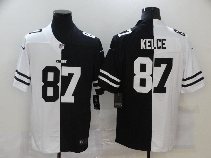 Men’s Kansas City Chiefs Travis Kelce #87 Black/White Jersey