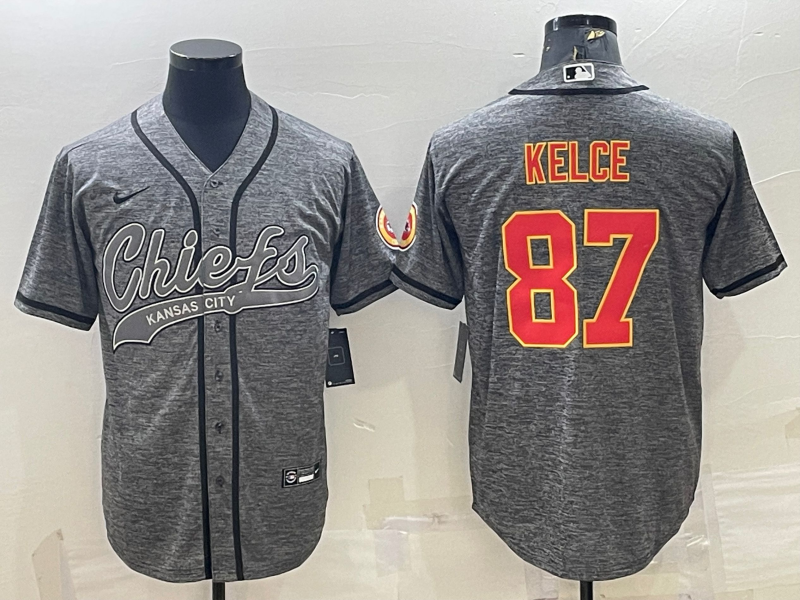 Men’s Kansas City Chiefs Travis Kelce #87 Grey Jersey Joint Edition