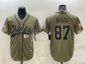 Men’s Kansas City Chiefs Travis Kelce #87 Olive 2022 Salute To Service Limited Jersey Joint Edition
