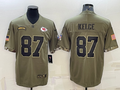 Men’s Kansas City Chiefs Travis Kelce #87 Olive 2022 Salute To Service Limited Jersey