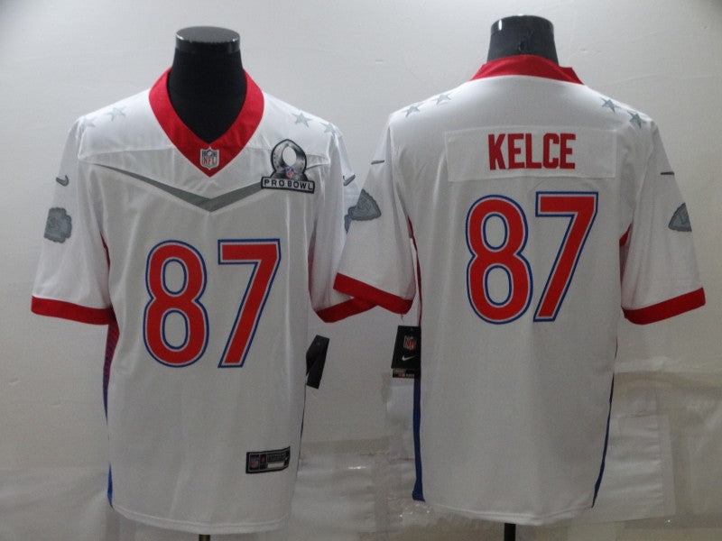 Men’s Kansas City Chiefs Travis Kelce #87 White ALL STAR Jersey