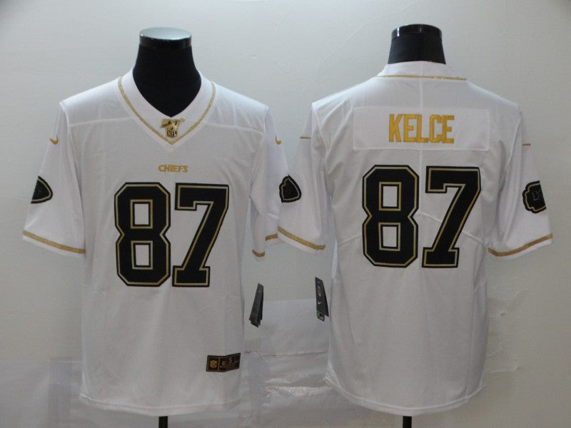 Men’s Kansas City Chiefs Travis Kelce #87 White Jersey