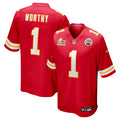 Men’s Kansas City Chiefs Xavier Worthy #1 Red Super Bowl LIX Jersey