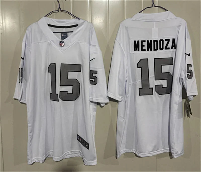 Men’s Las Vegas Raiders #15 Fernando Mendoza Nike White Silver Alternate Vapor F.U.S.E. Limited Jersey
