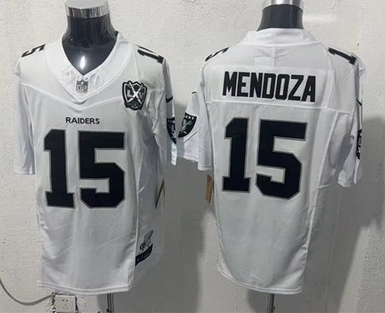 Men’s Las Vegas Raiders #15 Fernando Mendoza White 65TH Anniversary Gratitude F.U.S.E. Limited Jersey