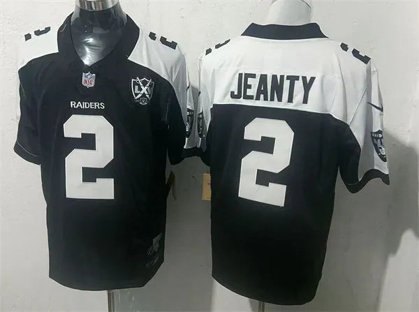 Men’s Las Vegas Raiders #2 Ashton Jeanty Black White Gratitude F.U.S.E. Limited Jersey