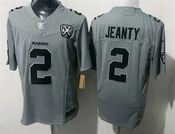 Men’s Las Vegas Raiders #2 Ashton Jeanty Gray 65TH Anniversary Gratitude F.U.S.E. Limited Jersey