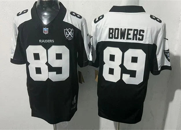 Men’s Las Vegas Raiders #89 Brock Bowers Black White Gratitude F.U.S.E. Limited Jersey