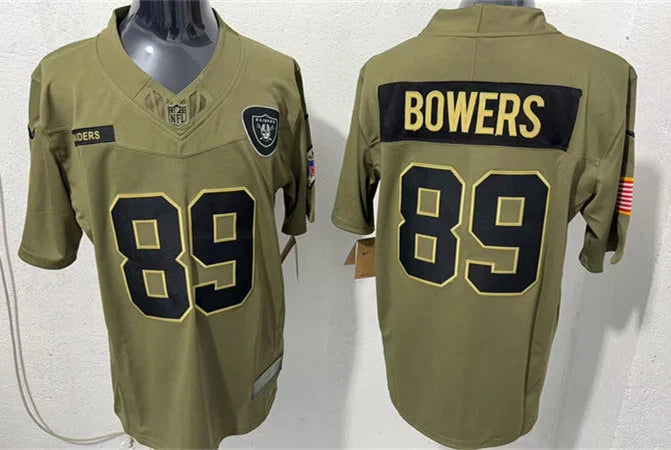 Mens Las Vegas Raiders #89 Brock Bowers Nike 2025 Salute to Service Limited Jersey – Olive