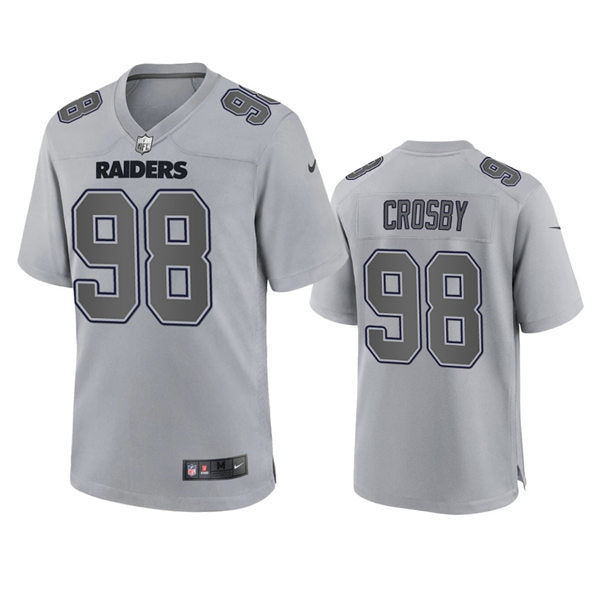 Men’s Las Vegas Raiders #98 Maxx Crosby Gray Atmosphere Fashion Game Jersey