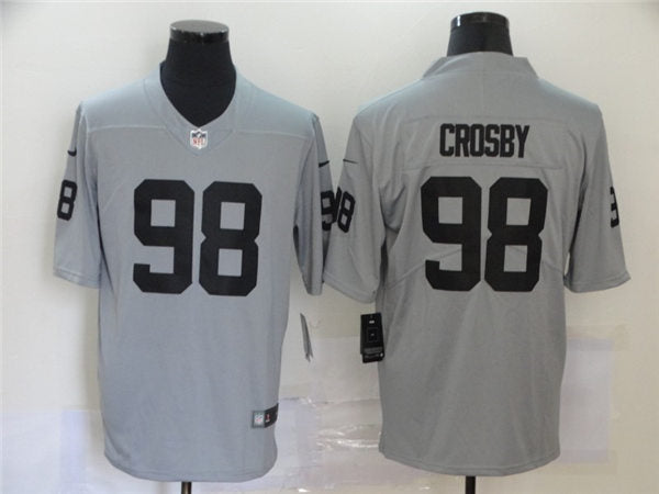 Men’s Las Vegas Raiders #98 Maxx Crosby Nike Silver Inverted Legend Jersey