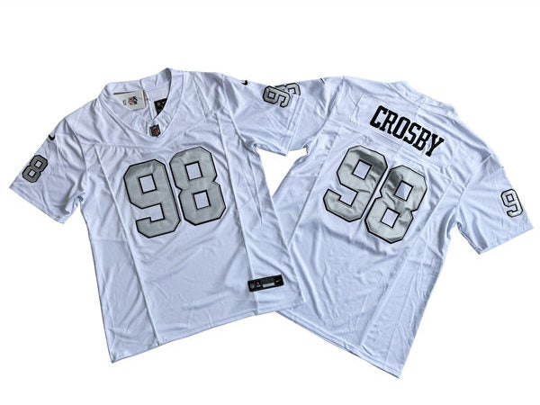 Men’s Las Vegas Raiders #98 Maxx Crosby Nike White Color Rush F.U.S.E. Vapor Limited Jersey