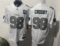 Men’s Las Vegas Raiders #98 Maxx Crosby White Silver 1960-2024 65TH Anniversary Gratitude F.U.S.E. Limited Jersey