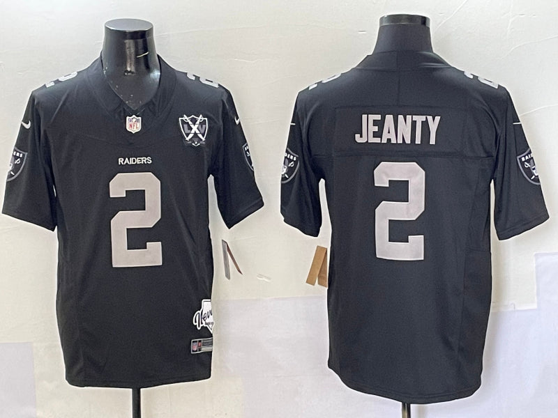 Men’s Las Vegas Raiders Ashton Jeanty #2 Black 2025 NFL Draft First Round Pick Jersey