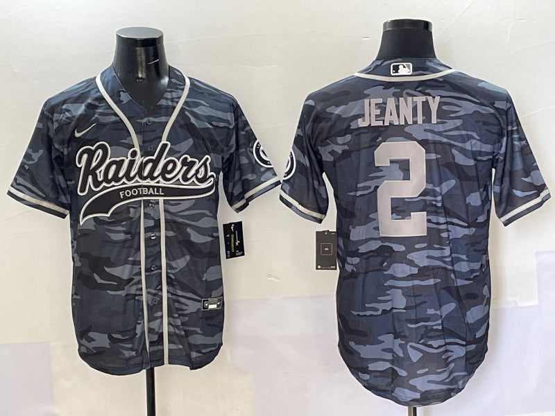 Men’s Las Vegas Raiders Ashton Jeanty #2 Gray Camouflage Jersey