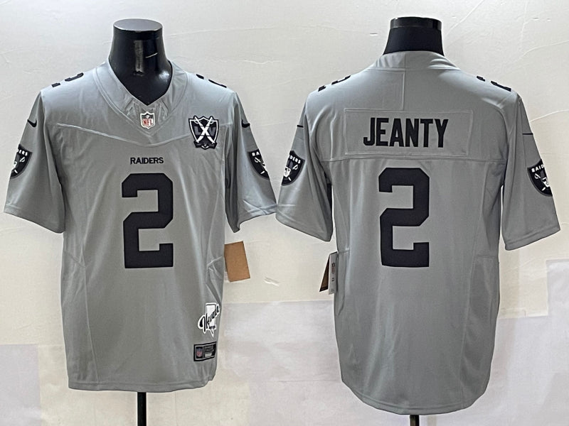 Men’s Las Vegas Raiders Ashton Jeanty #2 Gray Jersey