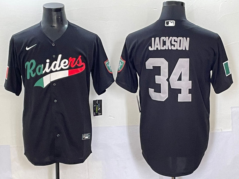 Men’s Las Vegas Raiders Bo Jackson #34 Black Alternate Jersey