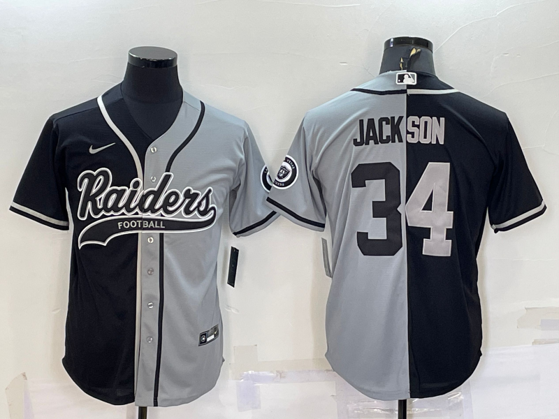Men’s Las Vegas Raiders Bo Jackson #34 Black/Gray Jersey Joint Edition