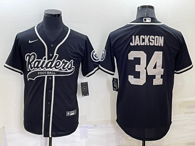 Men’s Las Vegas Raiders Bo Jackson #34 Black Jersey Joint Edition