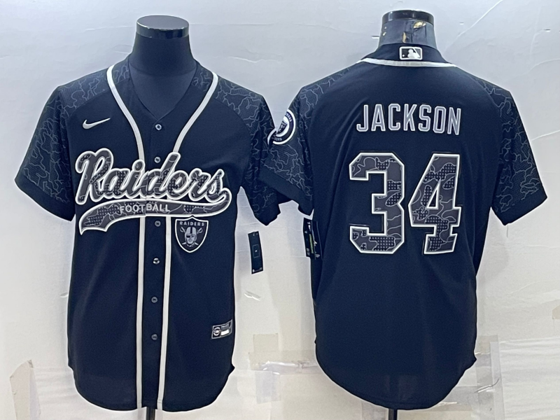 Men’s Las Vegas Raiders Bo Jackson #34 Black RFLCTV Limited Jersey Joint Edition