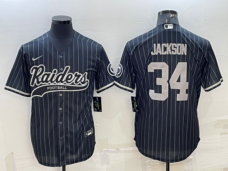 Men’s Las Vegas Raiders Bo Jackson #34 Black Team Jersey Joint Edition