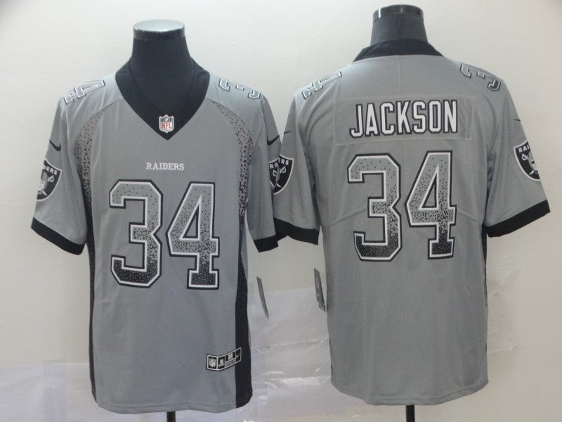 Men’s Las Vegas Raiders Bo Jackson #34 Gray Alternate Jersey
