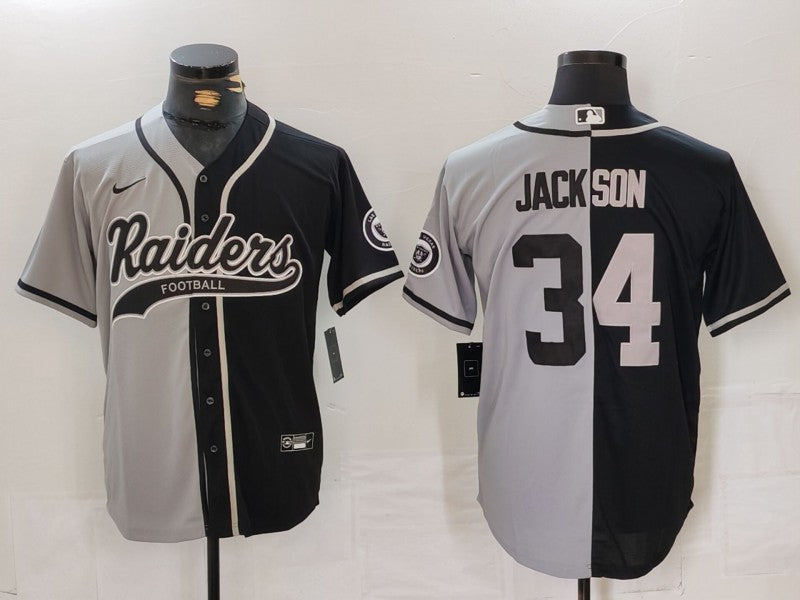 Men’s Las Vegas Raiders Bo Jackson #34 Gray/Black Jersey