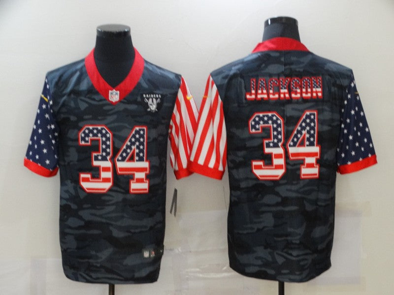 Men’s Las Vegas Raiders Bo Jackson #34 Gray Camouflage Jersey
