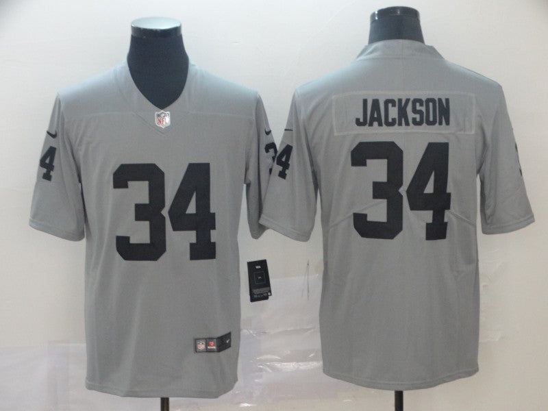 Men’s Las Vegas Raiders Bo Jackson #34 Gray Inverted Legend Jersey