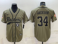 Men’s Las Vegas Raiders Bo Jackson #34 Olive 2022 Salute To Service Limited Jersey Joint Edition