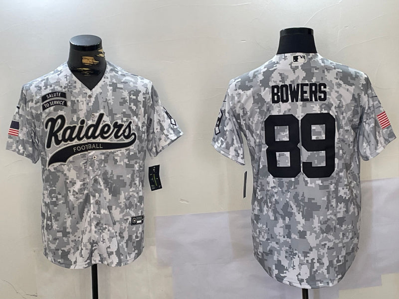 Men’s Las Vegas Raiders Brock Bowers #89 Arctic Camo Salute to Service Limited Jersey