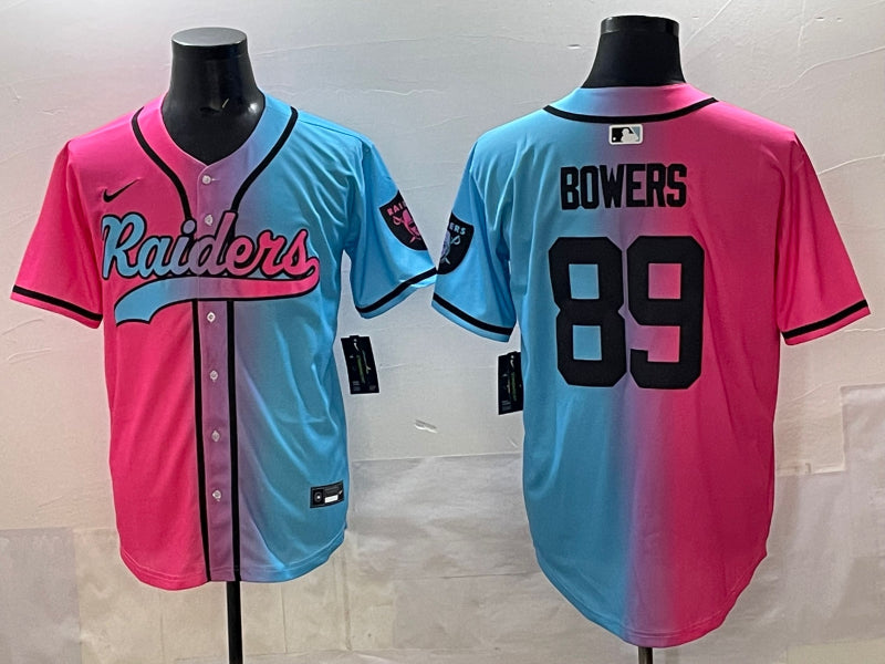 Men’s Las Vegas Raiders Brock Bowers #89 Pink/Blue Jersey